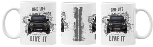 SMARTYPANTS Defender 2024 Farmers Black Truck Mug - Land Rover Off-Road 4x4 Design - 330ml Ceramic Coffee Cup - Car Enthusiast Gift Birthday Christmas Father's Day