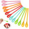 Ferenando 12 Piezas 18.5cm Cuchara Larga de Plastico Duro Reutilizables Multicolor, Cucharas de Plastico con Mango para Cafe, Postre, Miel, Helados, Yogures, Mermeladas (Lavable en Lavavajillas)
