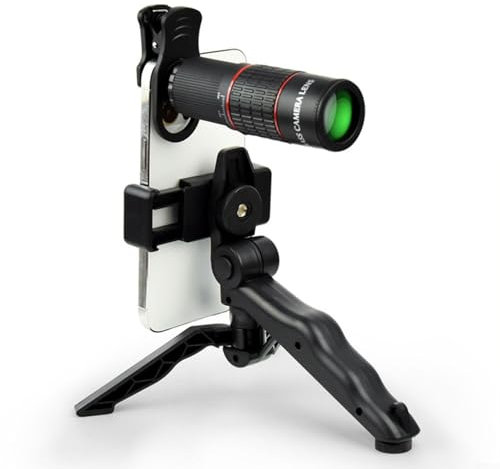 Kit d'objectifs d'appareil photo pour téléphone portable HD 22X, trépied compatible avec iPhone, Samsung, smartphones Android, noir, 1996 cm, ABS