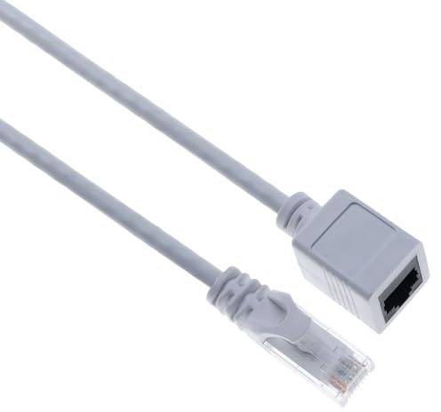 Keple Ethernet Extension Cable 2m Cat6 Adapter Male to Female RJ45 Extender Network Connector Compatible with Cat5 Cat5e PC Laptop Router Modem Switch TV Printer CCTV Devices (White)