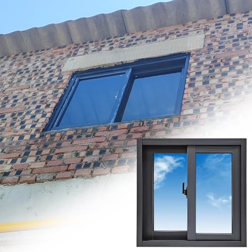 Aluminium-Kellerfenster für Ziegelhäuser, 100 x 50 cm, mit Sichtfenster, bündig montiert, horizontales Glas, ideale Lüftungs- und Sicherheitslösung