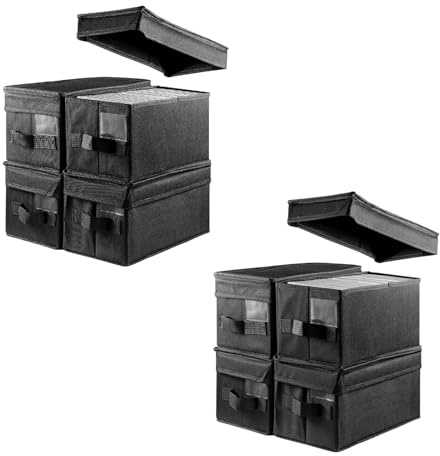 CROWNSHOP 8 PCS CD Storage Box Holds 30 CDs in Full Jewel Cases | CD Storage 165 Discs in CD Sleeves Protective Disc Organizer 35x16x15.5cm (8PCS Black)