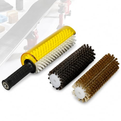 YIYIRAN Ski-Rotationsbürsten-Set, Rotationsbürstengriffachse, 150 mm/200 mm/300 mm Rotationsbürstengriffachse mit Allen 3 Bürsten (Nylon, Messing, Rosshaar) zum Wachsen, Verwendung mit Bohrmaschine
