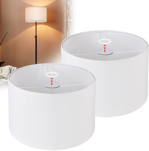 EFUTURETIME 2x Lampenschirm Stoff H20 x Ø30cm Trommel für E14/E27 Weiß | Für Stehlampe, Deckenleuchte, Hängelampe, Wandleuchte, Nachttischlampe und Tischlampe