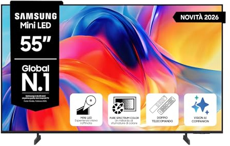 Samsung Smart TV 55 UE55M72HAUXZT Mini LED 4K, HDR 10+, Motion Xcelerator 50Hz, Dynamic Sound Pack, Gaming Hub, Pure Spectrum Color, Knox Security, Voice Control with AI(VAC), Vision AI, 2026