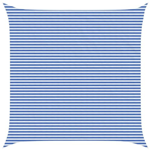 Kaorsrow Tenda parasole, quadrata, 6 x 6 m, in polietilene ad alta densità (HDPE), traspirante, per giardino, terrazza e piscina, tela antivento, colore blu e bianco, con corde di fissaggio