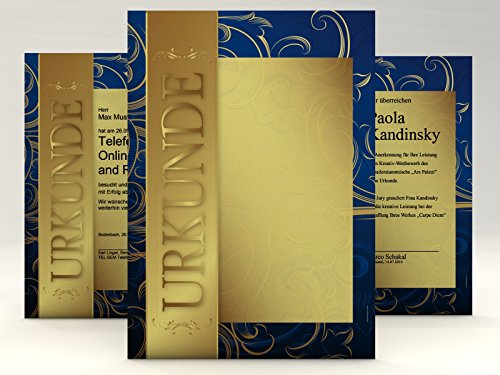 UrkundenpapierGold 50 Blatt | klassisch | für Urkunden Zertifikate | DIN A4 190g/qm | hochwertig | Briefpapier | Kartonpapier | certificate paper | Blanko Urkunde | Anerkennung Papier