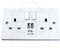 POWERLYNX 2 Way UK Mains Socket 2 USB Charge Ports Wall Plate Power Power Outlet Faceplate