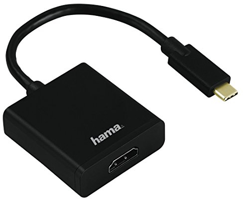 Hama USB-C Adapter auf HDMI (Anschluss von Geräten mit USB 3.1 Type-C und Thunderbolt 3 an HDMI Monitore/TV/Beamer, Ultra HD, 4k, vergoldeter Stecker) schwarz