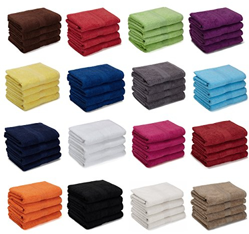 AR Line 4er Pack zum Sparpreis, Frottier Handtuch-Serie - in 7 Größen und 16 Farben 100% Baumwolle 500 g/m², 4er Pack Handtücher (50x100 cm) in Rot