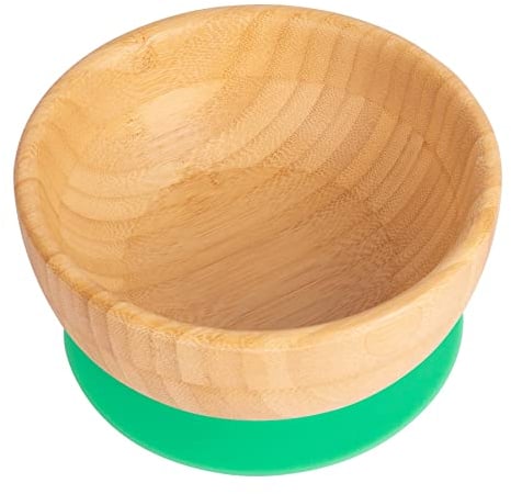 Tiny Dining Restauración de los niños pequeños de bambú Cereales/Postre Cuenco con succión Stay Put - Verde
