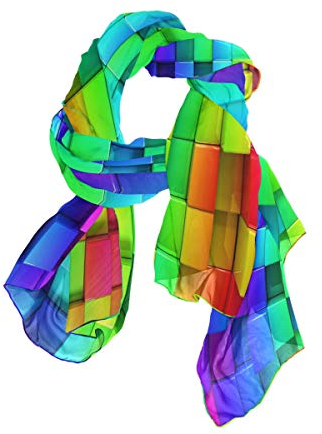Mnsruu Schal aus Chiffonseide, lang, Regenbogenfarben