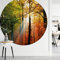 Fototapete Vliestapete Tapetenpaneele Rund Goldener Herbst Wald Natur Sonne bunt Laub Bäume Fotografie inkl. Schablone Ø188cm