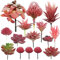 Cayway 15 Stück Künstliche Sukkulenten Rot Unfotted Faux Blume Sukkulenten Sukkulenten Künstlich Gemischt für Zuhause Indoor Fairy Garden Dekorationen