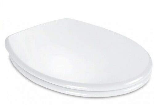 PowerTools-WC Sitz,Premium Toilettendeckel oval weiß, wc deckel mit absenkautomatik Funktion, Leichte Reinigung, Antibakterielle Klodeckel O Form weiß Toilettensitz mit Befestigung. (Klassisch)