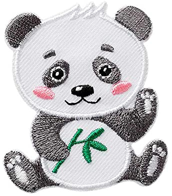 Panda Tier - Aufnäher, Bügelbild, Aufbügler, Applikationen, Patches, Flicken, zum aufbügeln, Größe: 4,5 x 5,1 cm
