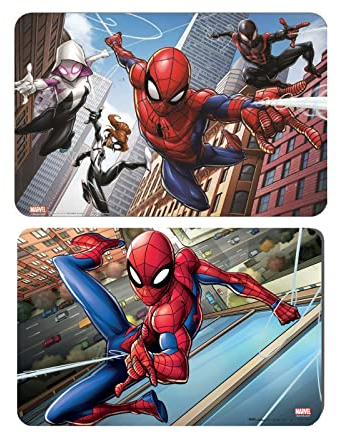 Neu 2 Stück Spiderman Tischunterlage Platzdeckchen Malunterlage Knetunterlage Eßunterlage (Blau Set 2), ca 42 x 28 cm