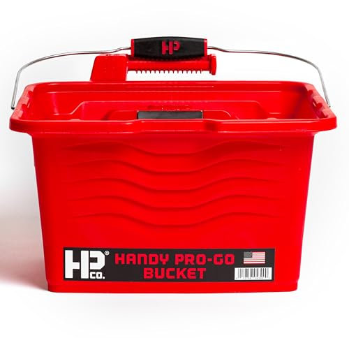 HANDy Paint Products Pro-Go Bucket, 1 Gallon, Red, Household-Paint-Buckets with Metal Handle and Magnetic Brush Holder