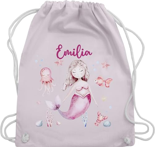Turnbeutel Rucksack - Meerjungfrau Nymphe Nixe - Unisize - Pastell Rosa - meerjungfrau-rucksack meerjungfrauen nymph beutel mädchen personalisierte motiv beuteltasche und eigenem stoffbeutel