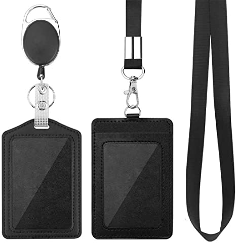 WJI 2 pièces porte badge,porte badge tour de cou,porte carte cou,Durable et léger, adapté au bureau et à l'école, adapté aux travailleurs