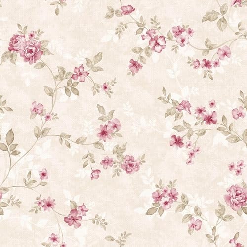 Yullpaper Papel Pintado Autoadhesivo Flores Rosas Vinilo Adhesivo Muebles Papel Pintado Pared Dormitorio Infantil rollo vinilo autoadhesivo Rosa vinilos para Armario muebles cocina 44,5 x 300cm