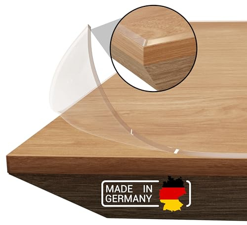 Domar - Tischfolie transparent 2mm nach maß - Made in Germany I Glasklare Tischdecke transparent mit abgeschrägter Kante I Zuverlässiger Tischschutz transparent für optimalen Schutz (60x160cm)