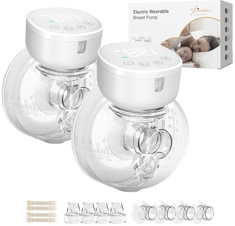 Breast Pump Electric, Hands Free Breast Pumps Wearable Portable, 3 Modes 9 Levels with LED Dispaly, Low Noise &Painless Breastfeeding Milk Pumps(White 2PCS)