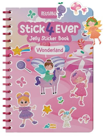 Stick4Ever Gelee-Aufkleberbuch – für Kinder – wasserdicht, leicht zu reinigen, Gelee-Aufkleber für Kinder – wiederverwendbares Stickerbuch für Kleinkinder mit 50 Stück wiederverwendbaren Aufklebern
