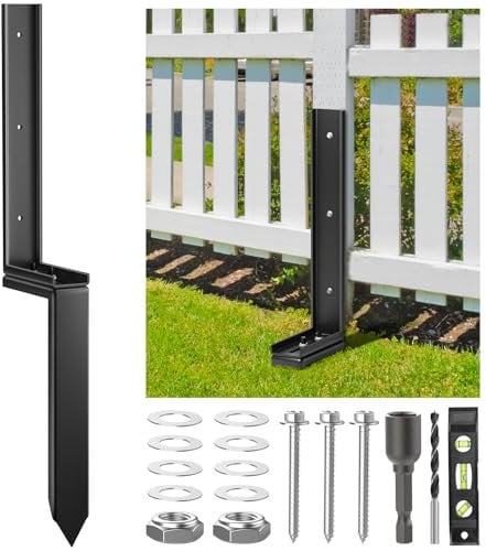 Housolution Fence Post Repair Kit, Steel Post Repair Stake with Adjustable Angle, Separated Anchor Ground Spike Easy to Fix Broken Wooden Posts, Rustproof Garden Fence Set (1 Pack)