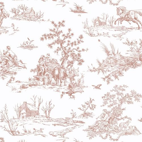 CiCiwind Self Adhesive Wallpaper Pink Floral Contact Paper 44CM×10M Vintage Peel and Stick Vinyl Wrap Waterproof Sticky Back Plastic Removable Stick on Wallpaper for Living Room Bedroom Bathroom