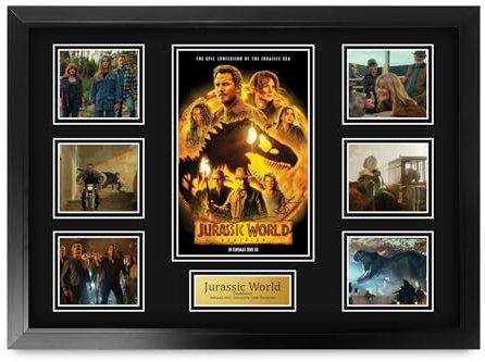 HWC Trading Jurassic World 3 Dominion Chris Pratt Geschenke Geduckter Poster Signiertes Autogramm Foto für Fans von Film Memorabilien - A2 Gerahmt