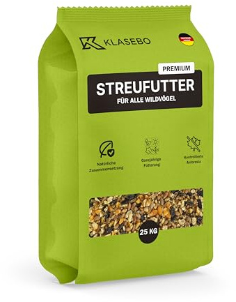 KLASEBO Streufutter 25kg, Vogelfutter, Wildvogelfutter, Vogelfuttermischung 4 Jahreszeiten