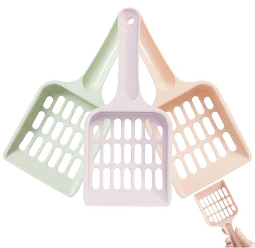 3 Pcs Cat Litter Scoop, Cat Poop Scoop, Litter Scoop, Cat Scooper Litter | Pooper Scooper Cats Handy Sand Sifter Poop Sieve Cleaning Tool Set (Green Piink and Purple)