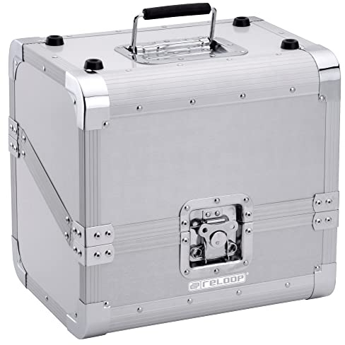 Reloop 80 Record Case Silver - klassisches Platten Case, robuste Konstruktion, Butterfly Verschlüsse, Schaumstoffpolsterung, Silber, 5560