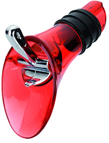 Westmark Dekantier-Ausgießer für Flaschen, Mit Verschlussklappe, Kunststoff/Rostfreier Edelstahl/Silikon, Rot-transparent/Silber, 44202280