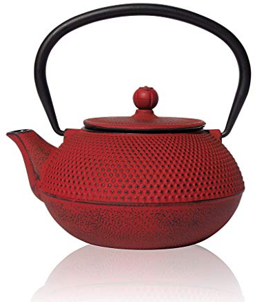 The Exotic Teapot - Red Tenshi Cast Iron Teapot, 600ml, 2 Cup Size, Japanese Style, Tetsubin Kettle