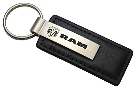 Au-TOMOTIVE GOLD Rechteckiger Leder-Schlüsselanhänger für Dodge Ram (schwarz), Schwarz, Standard