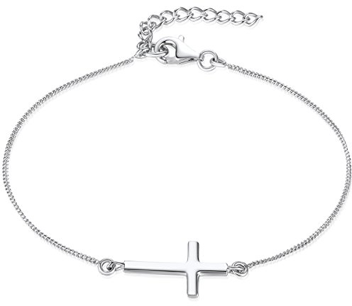 Rafaela Donata Damen-Armband Kreuz 925/- Sterling Silber Motivarmband - Armkettchen mit Kreuz-Anhänger Religion religiöser Schmuck Silberarmband
