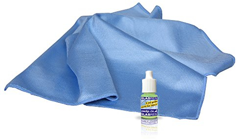 Putzen wie die Profis – Fenstertuch Microfaser 40×40 cm - Profi Fensterreinigungstuch mit Rillenstruktur streifenfreie Glasreinigung - für Trocken- & Nassanwendung - inkl. Gratisprobe GlasRein