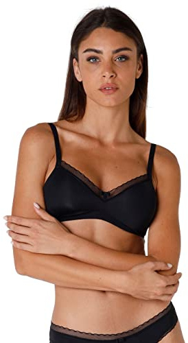 Lovable Reggiseno Senza Ferretto, Coppe Non Imbottite Senza Cuciture in Microfibra, Sostegno, Forma Seno Naturale, Art. 027O, My Daily Comfort Donna, Nero, 34 / 3B