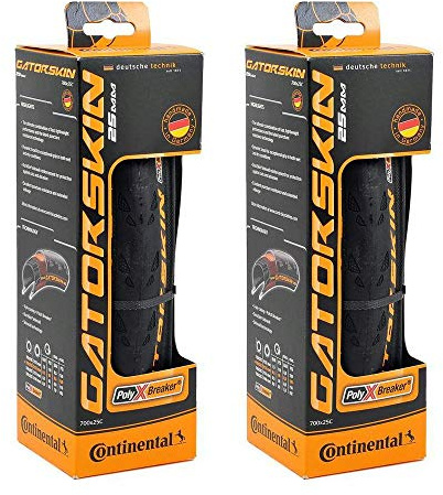 Continental GatorSkin DuraSkin Tire, 2-Count (Folding, 700 x 25mm), Black