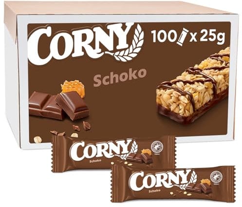 Müsliriegel | Corny Classic | Schoko | mit leckerer Vollmilch Schokolade | 100er-Karton | Bulk z.B. für Tagung & Meeting | 100 x 25 g