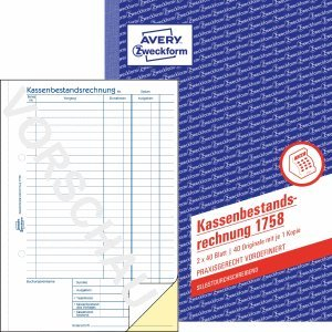 AVERY Zweckform 10 x Formularbuch Kassenbericht A5 2x40 Blatt mit Ausfüllhilfe