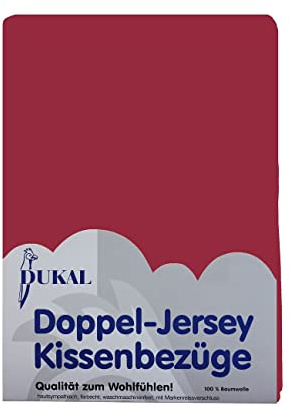 Dukal | Kissenbezug 40 x 40 cm | aus hochwertigem DOPPEL-Jersey | 100% Baumwolle | Farbe: Burgund
