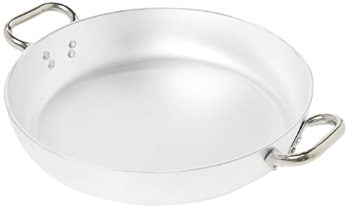 Pentole Agnelli Linea Alluminio 5 mm Tegame Radiante con Due Maniglie Inox, Argento, 36 cm