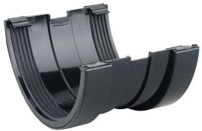 OSMA Roofline Commercial 150mm (6) half round Gutter Union BLACK 6T609b