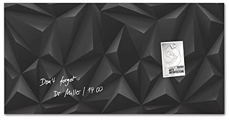 SIGEL GL261 Premium Glas-Magnettafel 91x46 cm Motiv Black-Diamant hochglänzend, SGS geprüft, einfache Montage, incl. 3 starke Magnete, Artverum