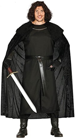 FIESTAS GUIRCA Tapferer Mittelalterlicher Ritter Kostüm Herren - Größe L 52 – 54 - Fantasy Ritterkostüm Erwachsene inkl. Umhang - Schwarzer Krieger Kostüm Karneval, Fasching, Mittelalter Markt