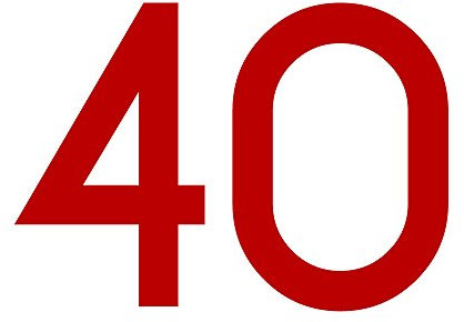 Zahlenaufkleber Nummer 40 in rot, 10 cm, Aufkleber in vielen Farben + Höhen, wetterfest