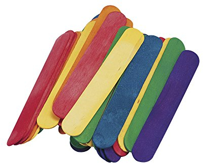 Rayher 6121649 Bastelhölzer, 150 mm x 20 mm, 36 Stück, bunt gemischt, Holzspatel zum Basteln, Holzstiele farbig